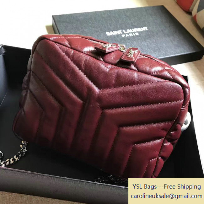 2017 Saint Laurent 454317 Small LouLou Bowling Bag in Burgundy "Y" Matelasse Leather