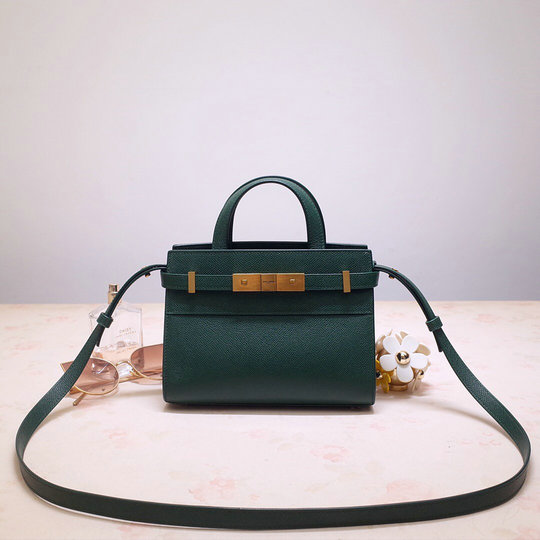 2019 Saint Laurent Manhattan Nano Bag in green grain de poudre embossed leather