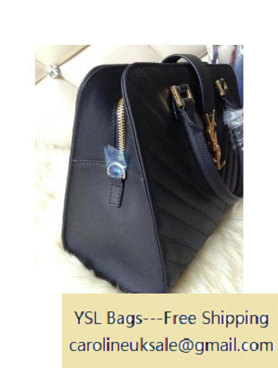 Saint Laurent Cabas Bag in Black Matelasse Leather