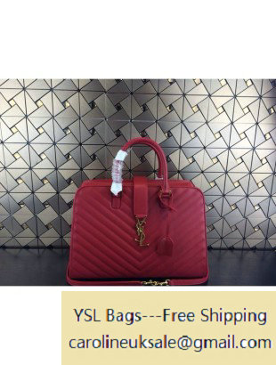 Saint Laurent Cabas Bag in Red Matelasse Leather