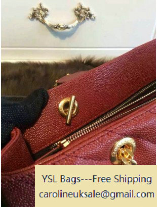2015 Saint Laurent Classic Monogram Shopping Bag in Red Grain De Pouder Textured Matgelasse Leather - Click Image to Close