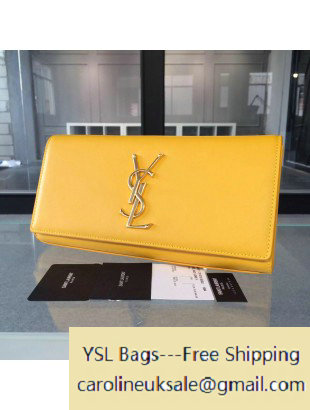 2015 Saint Laurent Classic Monogram Cluthch in Yellow Smooth Leather