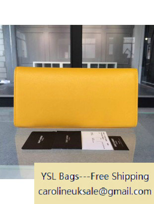 2015 Saint Laurent Classic Monogram Cluthch in Yellow Smooth Leather - Click Image to Close