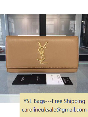 2015 Saint Laurent Classic Monogram Cluthch in Camel Smooth Leather