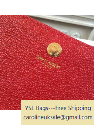 Saint Laurent Classic 28cm Monogram Satchel in Red Grain De Pouder Textured Leather