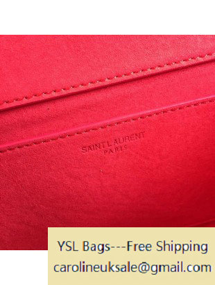 Saint Laurent Classic 28cm Monogram Satchel in Red Shiny Grain De Pouder Textured Leather