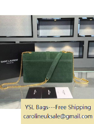 2015 Saint Laurent Classic Small Monogram Fringed in Green Suede - Click Image to Close