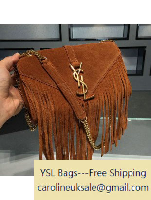 2015 Saint Laurent Classic Small Monogram Fringed in Oak Suede - Click Image to Close