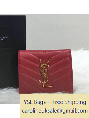 2016 Saint Laurent Small Wallet in Lambskin Red - Click Image to Close