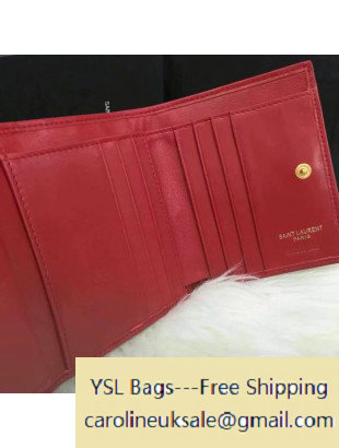 2016 Saint Laurent Small Wallet in Lambskin Red