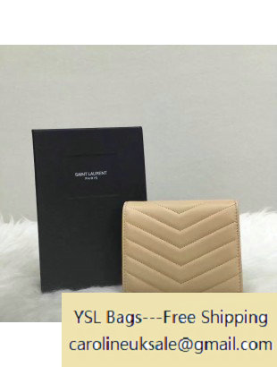 2016 Saint Laurent Small Wallet in Lambskin Beige - Click Image to Close