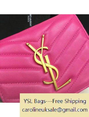 2016 Saint Laurent Small Wallet in Lambskin Rosy - Click Image to Close