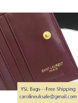 2016 Saint Laurent Small Wallet in Lambskin Burgundy - Click Image to Close