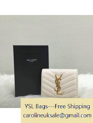 2016 Saint Laurent Small Wallet in Lambskin White - Click Image to Close