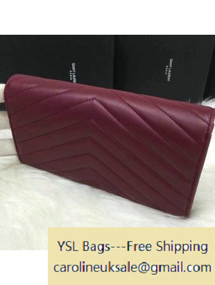 2016 Saint Laurent 372264 Large Flap Wallet in Lambskin Burgundy - Click Image to Close