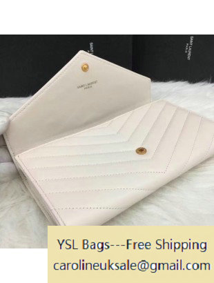 2016 Saint Laurent 372264 Large Flap Wallet in Lambskin White - Click Image to Close