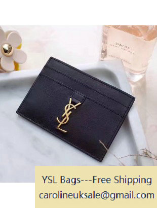 2017 Saint Laurent YSL Credit Card Case in Calf Leather 414577 Black - Click Image to Close
