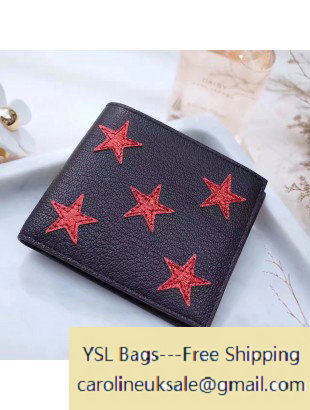 2017 Saint Laurent Monogram East/West Wallet in Mixed Matelasse Leather Black/Red Star