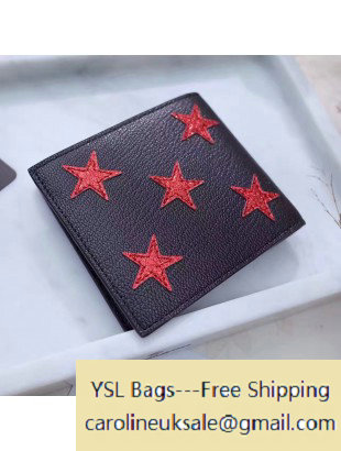 2017 Saint Laurent Monogram East/West Wallet in Mixed Matelasse Leather Black/Red Star - Click Image to Close