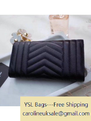 2017 Saint Laurent Large Monogram Flap Wallet in Mixed Matelasse Leather 437469 Black