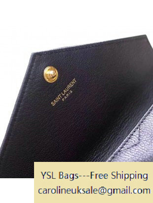 2017 Saint Laurent Large Monogram Flap Wallet in Mixed Matelasse Leather 437469 Black - Click Image to Close