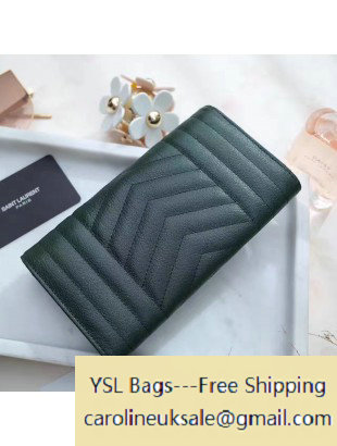 2017 Saint Laurent Large Monogram Flap Wallet in Mixed Matelasse Leather 437469 Green - Click Image to Close