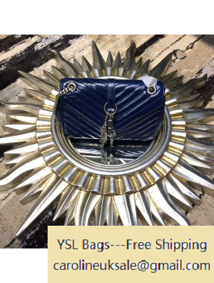 2015 Saint Laurent Monogram Chain Shoulder Bag with Hanging Drop Royal Blue