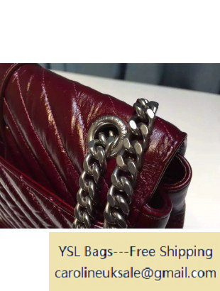 2015 Saint Laurent Monogram Chain Shoulder Bag with Hanging Drop Burgundy