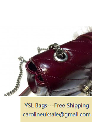 2015 Saint Laurent Small Monogram Chain Shoulder Bag with Hanging Drop Burgundy