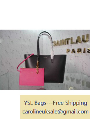2015 Saint Laurent 372090 Tote Bag 2 in Black/Rosy Leather - Click Image to Close