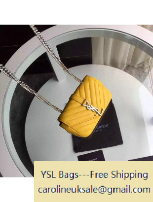 2015 Saint Laurent 399289 Classic Baby Chain Bag in Yellow Calfskin - Click Image to Close