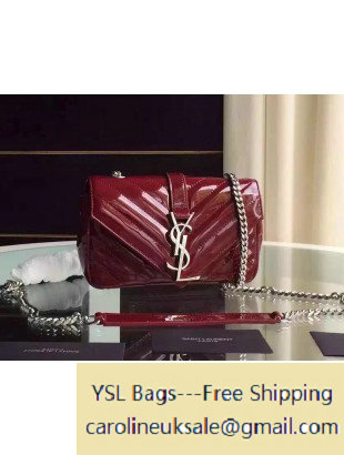 2015 Saint Laurent 399289 Classic Baby Chain Bag in Burgundy Patent Calfskin - Click Image to Close