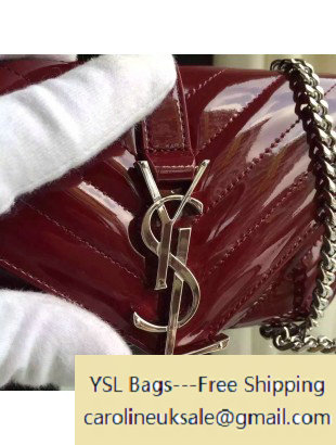 2015 Saint Laurent 399289 Classic Baby Chain Bag in Burgundy Patent Calfskin