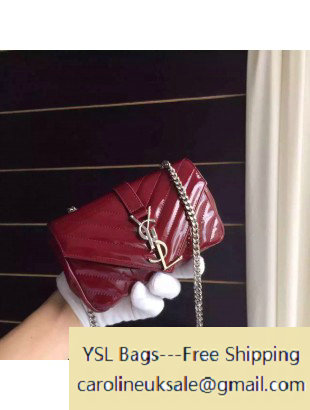 2015 Saint Laurent 399289 Classic Baby Chain Bag in Burgundy Patent Calfskin