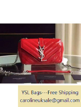 2015 Saint Laurent 399289 Classic Baby Chain Bag in Red Patent Calfskin