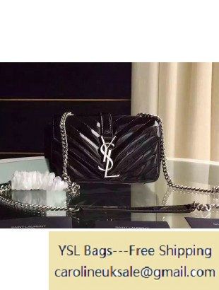2015 Saint Laurent 399289 Classic Baby Chain Bag in Black Patent Calfskin