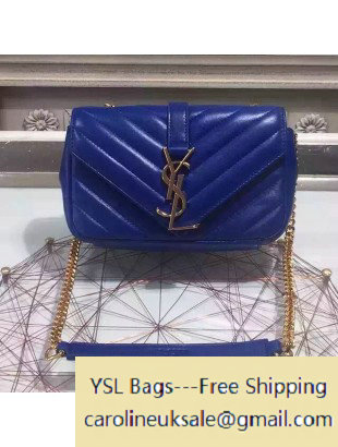 2015 Saint Laurent 399289 Classic Baby Chain Bag in Blue Calfskin