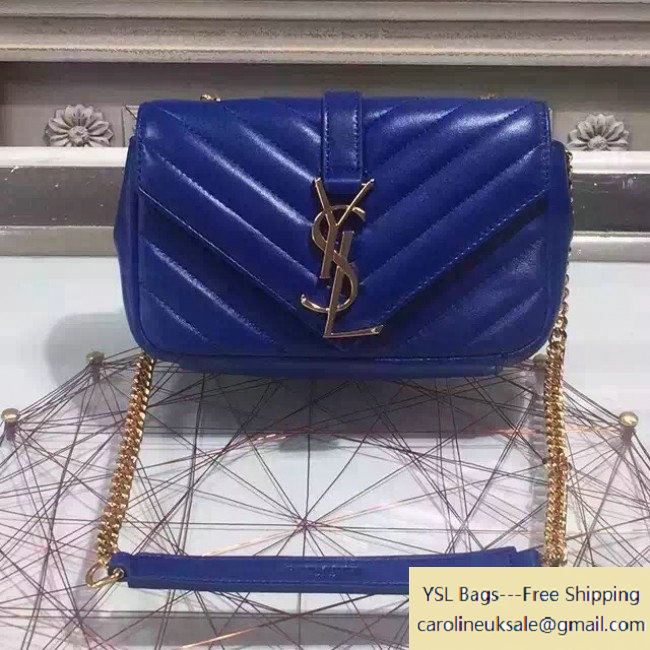 2015 Saint Laurent 399289 Classic Baby Chain Bag in Blue Calfskin - Click Image to Close