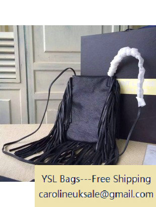 2015 Saint Laurent 395012 Anita Tasseled Flat Bag in Black Leather - Click Image to Close