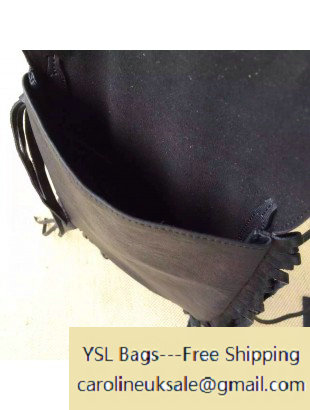 2015 Saint Laurent 395012 Anita Tasseled Flat Bag in Black Leather