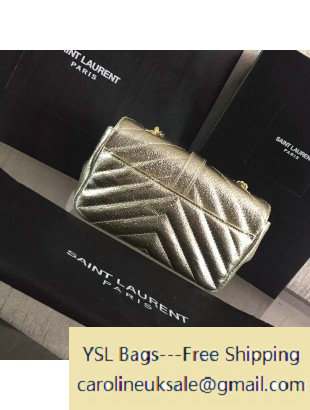 2016 Saint Laurent 399289 Classic Baby Monogram Chain Bag in Silver Grained Metallic Leather - Click Image to Close