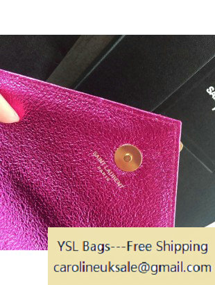 2016 Saint Laurent 399289 Classic Baby Monogram Chain Bag in Fuchsia Grained Metallic Leather