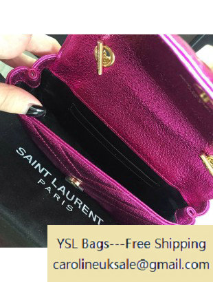 2016 Saint Laurent 399289 Classic Baby Monogram Chain Bag in Fuchsia Grained Metallic Leather