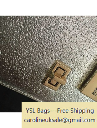 2016 Saint Laurent 392755 Box Chain Shoulder Bag in Silver Grained Metallic Leather