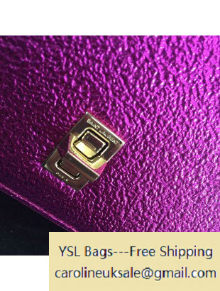 2016 Saint Laurent 392755 Box Chain Shoulder Bag in Fuchsia Grained Metallic Leather - Click Image to Close