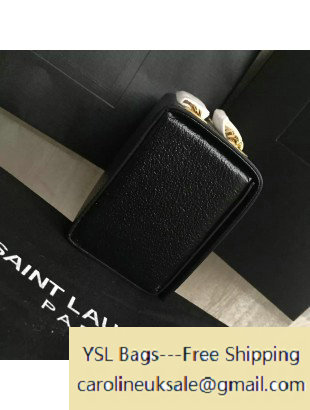 2016 Saint Laurent 392755 Box Chain Shoulder Bag in Black Grained Metallic Leather