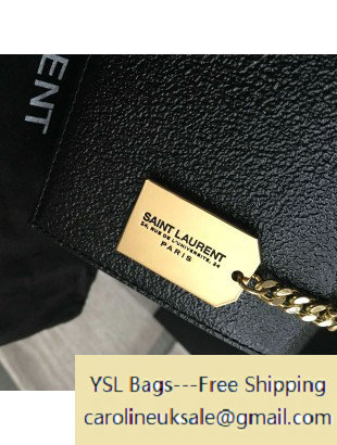 2016 Saint Laurent 392755 Box Chain Shoulder Bag in Black Grained Metallic Leather - Click Image to Close