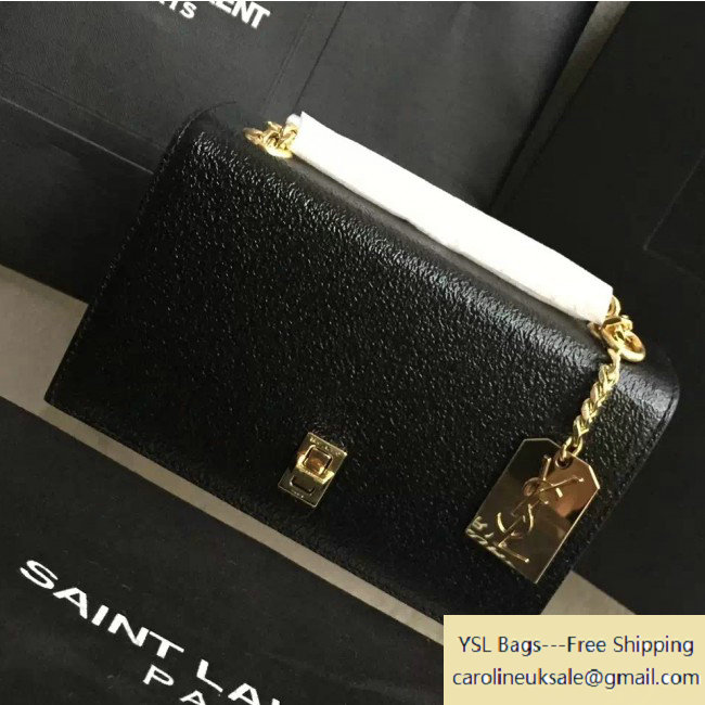 2016 Saint Laurent 392755 Box Chain Shoulder Bag in Black Grained Metallic Leather
