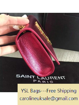 2016 Saint Laurent 354121 Classic Small Monogram Chain Satchel Bag in Rosy Grained Metallic Leather