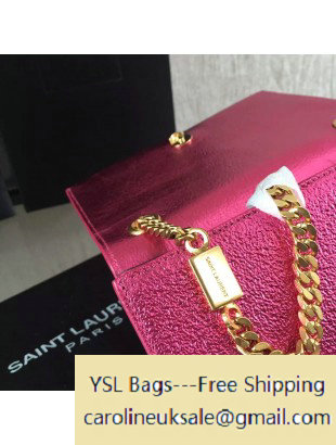 2016 Saint Laurent 354120 Classic Small Monogram Chain Tassel Satchel Bag in Rosy Grained Metallic Leather